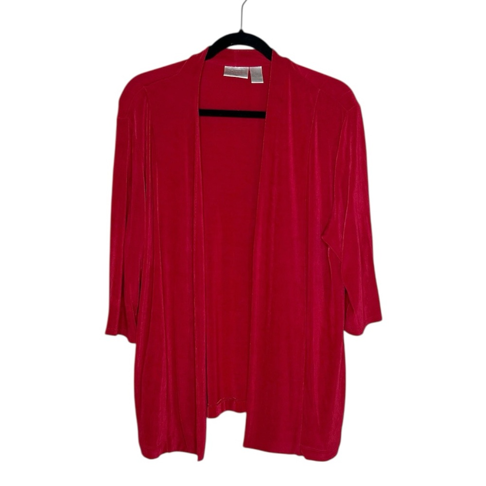Chico's Travelers Red Open front Cardigan with Pockets size 2 - Picture 11 of 11